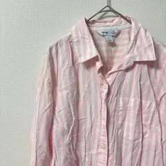 ♡美品♡ レディース ピンク・ストライプ 長袖シャツ 【M】