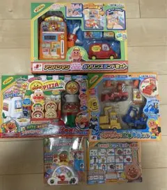 アンパンマン ガソリンスタンド 工事車両セット 宅配ピザやさん おもちゃ 新品