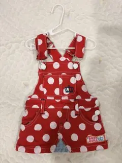 BABY DOLLY 赤 水玉オーバーオール（スカートタイプ）