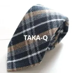 TAKA-Q タカキュー ネイビー ブラウン ストライプ ネクタイ 秋冬