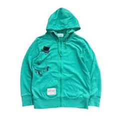 7AS4【MOOMIN】ムーミン　ジップアップパーカー　グリーン　古着used