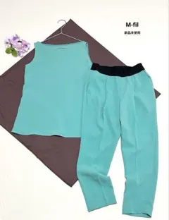 エムフィル　セットアップ　レディース　カットソー　ノースリーブ　上下　パンツ