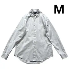 ポロラルフローレン オックスフォード コットンシャツ M 白 紺ポニー 刺繍 馬