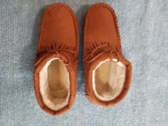 Sサイズ　ブラウン フリンジ付きムートンブーツ