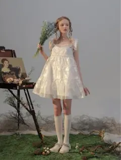 ティアードレースフレアワンピース