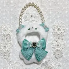 【パールチェーン付け外し可能】にじぱぺっと ぬい服 着ぐるみ くま ミント