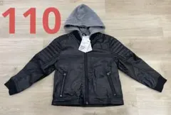 【新品未使用】H&M 黒 ライダースジャケット（フード取り外し可能）