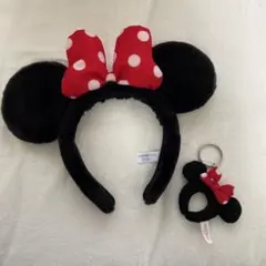ミニーマウス カチューシャとキーホルダーセット