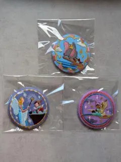 ディズニー　刺繍缶バッチ　アラジン ピノキオ ダンボ 3個セット