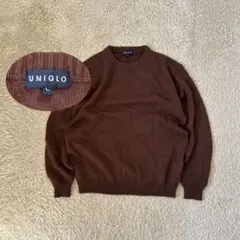 90s old uniqloknit sweater ブラウン　リブ　y2k