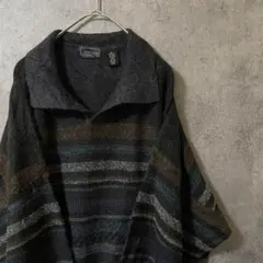 90S vintage 総柄ニット　セーター　メンズ XL 古着　個性派　M2