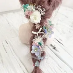 キラキラ、パール加工　髪飾り　ヘッドドレス　ピンク　青　緑