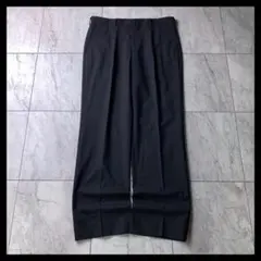 00s J.CREW ウール タック ワイド スラックス 黒 グレー W33