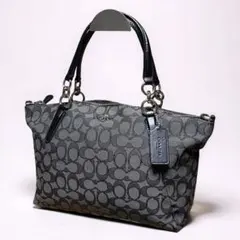 COACH コーチ　トートバッグ　シグネチャー　キャンバス　レザー　ブラック