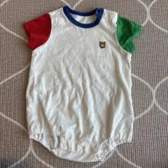 Hot Biscuits 半袖ロンパース クマ刺繍付き 男の子 80cm