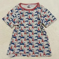 【キッズ115】プチバトー◇総柄Tシャツ 半袖 エッフェル塔 車 フランスのサムネイル