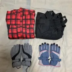 スノーボード.スキーウェアセット（赤黒チェック）