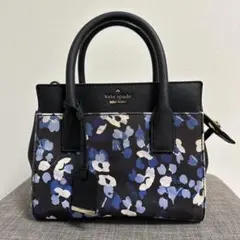 【美品】kate spade 花柄ハンドバッグ ネイビー