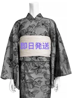 2Wayオーガンジー花柄セパレート浴衣 3点セット グレイル GRL 黒 ‎白