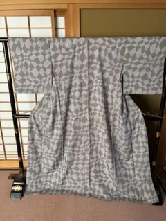 高級 小紋 ホワイト 藍染 着物 正絹 袷 - メルカリ