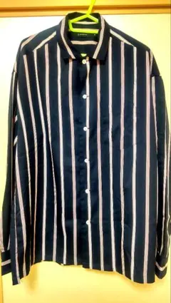 RAGEBLUE　ネイビー ストライプ 長袖シャツ M　オシャレ柄