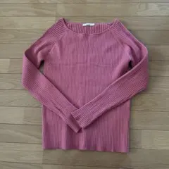 DISCOAT リブニット長袖セーター ピンク