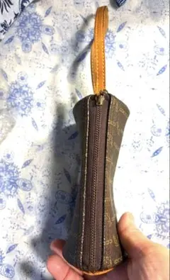円筒型ポーチ ブラウン COCCO CROCO ITALY ハンドストラップ付