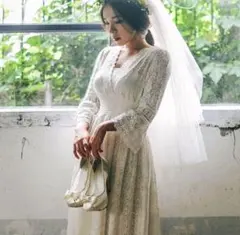 マタニティウェディングにも使用可能 前撮り　ワンピース　総レース