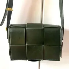 美品 ペリーコ イントレチャート ハンドバッグ 編み込み スエード 