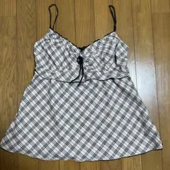 バーバリーブルーレーベル　ピンクベージュ×チェック柄キャミソール 38サイズ