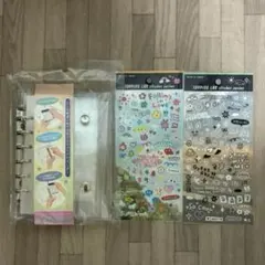 6穴 透明シール帳　クリアバインダー　と　セリア　シール2種　３点セット