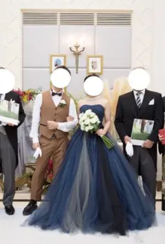 ウェディング　カラードレス　ネイビー　ブラック　プリンセスライン　前撮り　ドレス