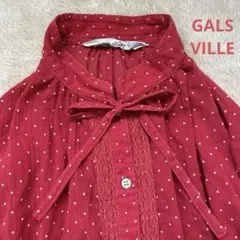 GALSVILLE 長袖シャツ9号 ドット刺繍 水玉刺繍シアーシャツ 赤 白のサムネイル