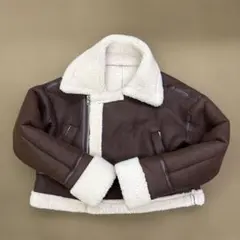 ブラウンムートンコート ボア襟付き