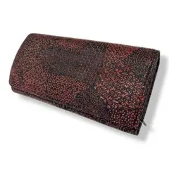 【美品】印傳屋　インデンヤ　漆革　本革　リアルレザー　長財布　ブラック×レッドのサムネイル