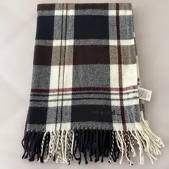 niko and ... 紺色と茶色のチェック柄ストール
