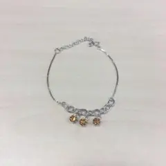 シルバーオレンジストーン キュービック　ジルコニア　ブレスレット