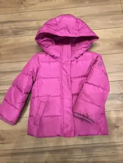 フード付きピンクダウンコート