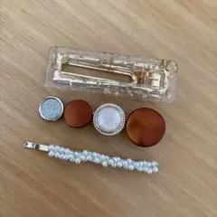 ヘアピン　ヘアアクセサリー　3点セット　パール　ブラウン　匿名配送