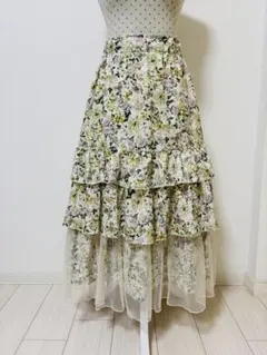極美品⭐️axes femme アクシーズ 花柄ティアードスカート クラロリ