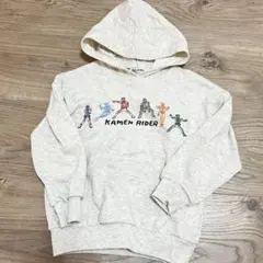 歴代仮面ライダー パーカー 120cm グレー　オートミール　手書きイラスト風