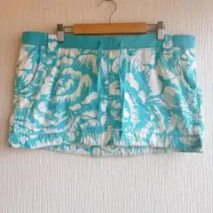 モッシモ サプライ ミニスカート 13号 L相当 花柄 ターコイズブルー 夏 海