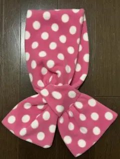 マフラー フリース ピンク ドット 水玉模様※他と同梱で【おまけ】