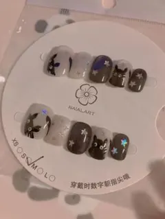 【ハンドメイド】ネイルチップ　猫　黒猫　sサイズ