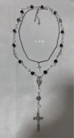 ハンドメイドアクセサリー ビーズネックレス フェアリーグランジ y2k ロザリオ