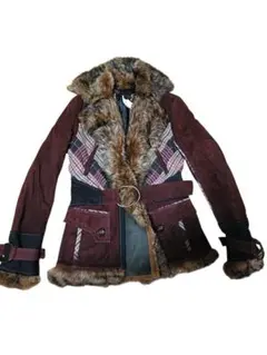 00's Roberto Cavalli leather fur jacket