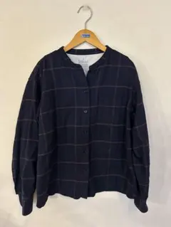 MUJI レディース　ネイビー チェック柄 長袖シャツ