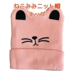 子供用ニット帽　ベビー用　ピンク　かわいい　オシャレ　猫　 ベビーウール　レア