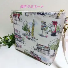 ハンドメイド　キャスキッドソン　薄手ラミネートショルダーポーチ