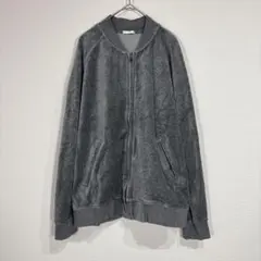 ジーユー【L】ベロアフルジップアップジャケット パーカー ブルゾン 上着